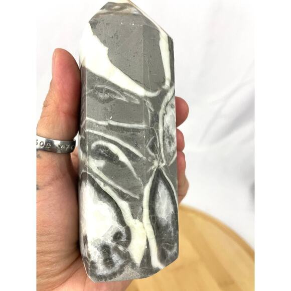 Zebra Jasper Crystal 5" Tall Natural Healing Stone Tower 467g - Picture 9 of 14